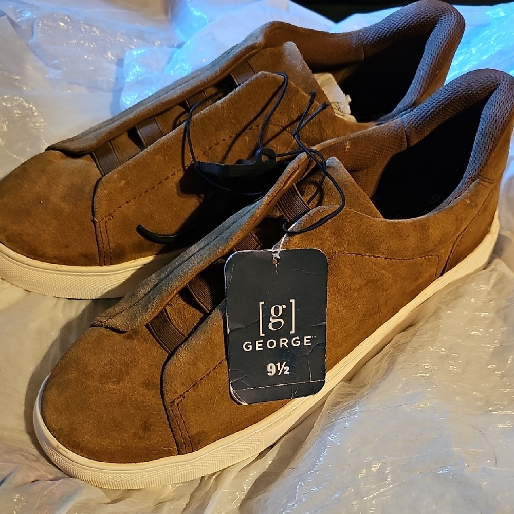 George Men's Suede Slip-On Sneakers in Brown 9 1/2